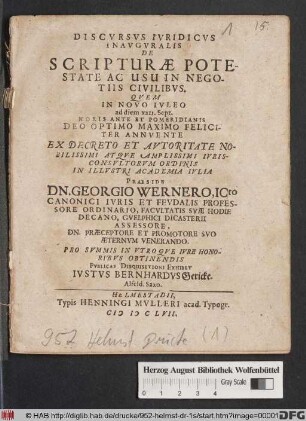 Discursus Iuridicus Inauguralis De Scripturae Potestate Ac Usu In Negotiis Civilibus