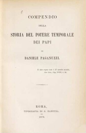 Compendio della storia del potere temporale dei Papi di Daniele Paganuzzi