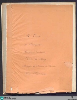 L' Émir de Bengador - Don Mus.Ms. 2621 : V, pf; E|b