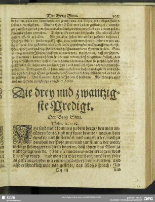 Die drey und zwantzigste Predigt. Der Berg Sion. Hebr.12.v.18