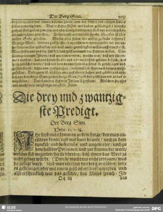 Die drey und zwantzigste Predigt. Der Berg Sion. Hebr.12.v.18