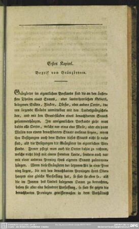 Erstes Kapitel. Begrif von Gränzörtern