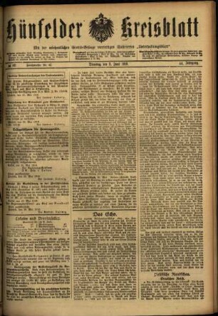 Ausgabe vom Dienstag, den 03. Juni 1919.