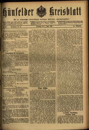 Ausgabe vom Dienstag, den 03. Juni 1919.