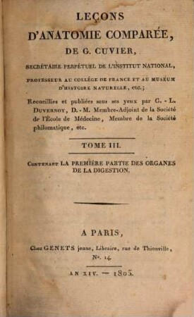 Leçons d'Anatomie comparée, 3