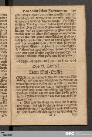 Das VI. Capitel. Vom Meß-Opffer.