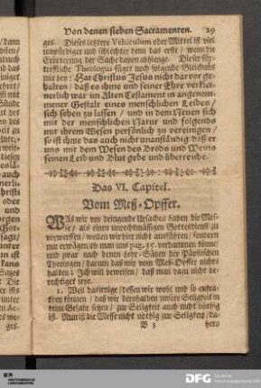 Das VI. Capitel. Vom Meß-Opffer.