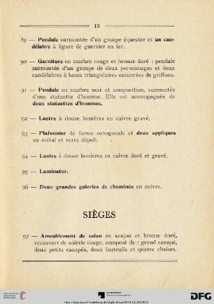 Siéges (Nr. 97-116)