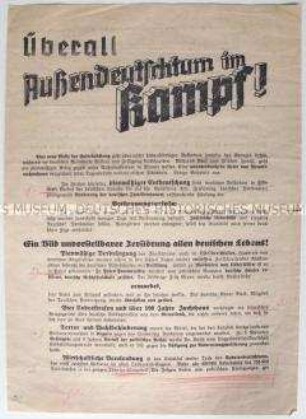Propagandaflugblatt des Volksbundes für das Deutschtum im Ausland