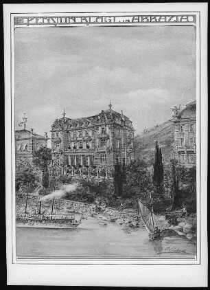 Abbazia. Hotel und Pension Speranza mit Dampfschiff