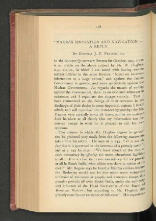 Madras Irrigation and Navigation. A Reply.