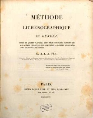 Methode Lichénographique et Genera