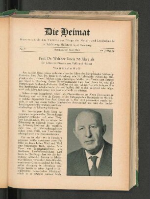 Prof. Dr. Walther Emeis 70 Jahre alt