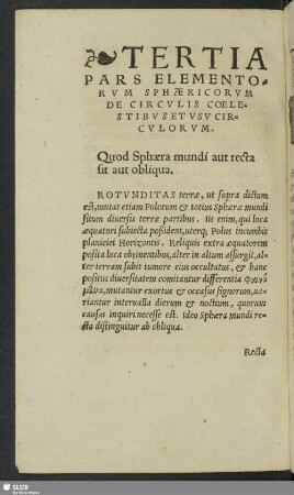 Tertia Pars Elementorum Sphaericorum De Circulis Coelestibus Et Usu Circulorum