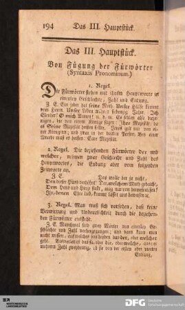 Das III. Hauptstück. Von Fügung der Fürwörter (Syntaxis Pronominum.)