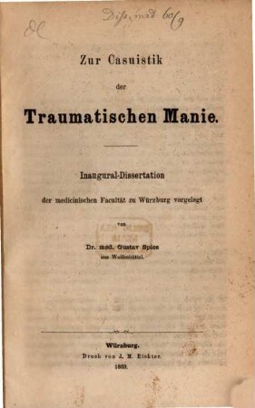 Zur Casuistik der Traumatischen Manie