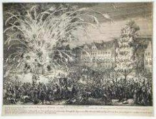 Ignium nocturna hilaria - Feuerwerk auf der Rue des Sablons in Brüssel (Blatt 6 einer Folge zur Feier der Vertreibung der Türken aus Ofen)