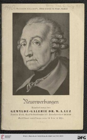 Neuerwerbungen : Ausstellung der Gemälde-Galerie Dr. W.A. Luz