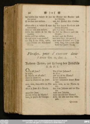 Phrases, pour s'exercer dans l'Article Gen. de, Dat. à.