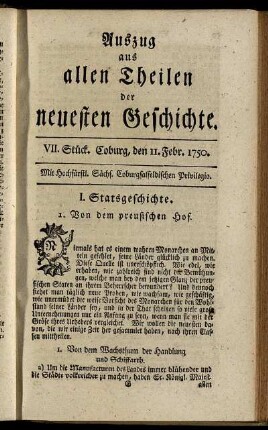 VII. Stück. Coburg, den 11. Febr. 1750.