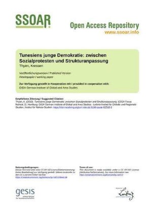 Tunesiens junge Demokratie: zwischen Sozialprotesten und Strukturanpassung