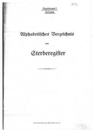 Jahrestabellen 1932 Sterbefälle Solingen (aus Sterberegister 1932)