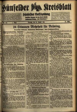Erste Ausgabe vom Dienstag, den 20. Oktober 1931.