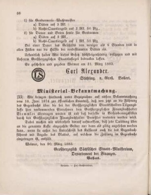 33. Ministerial-Bekanntmachung, die Gegenbuchführung über die bei der Großherzogl. Staatsschulden-Tilgungs-Kasse vorkommenden Einnahmen betreffend