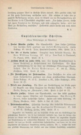 452-456 Empfehlenswerthe Schriften