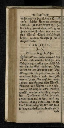 Den 12. Augusti 1680.