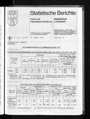 Die Hochbautätigkeit in Hamburg im Juni 1971 : Lfd. Nr. 23