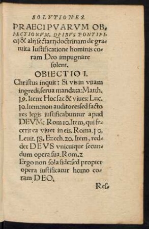 Obiectio I. - Obiectio X.