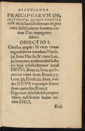 Obiectio I. - Obiectio X.