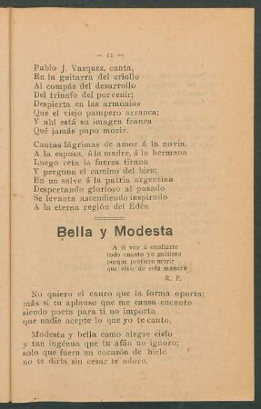 Bella y modesta