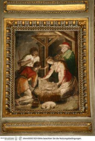 Arkadenbogen- und Apsiskalottendekoration mit typologischem Marienzyklus, Sieben Szenen aus dem Marienleben, Geburt Christi