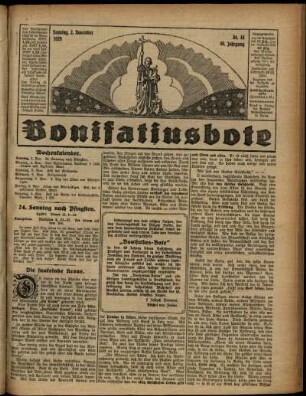 Erste Ausgabe vom Sonntag, den 03. November 1929.