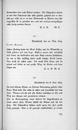 122 Wandsbeck, den 22. Mai 1804.