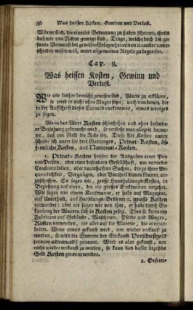 Cap. 8. Was heissen Kosten, Gewinn und Verlust.