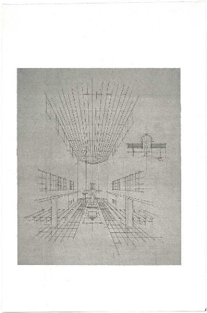 Döllgast, Hans; München; Basilika St. Bonifaz, Umplanung - Innenraumperspektive; Teil - Grundriss