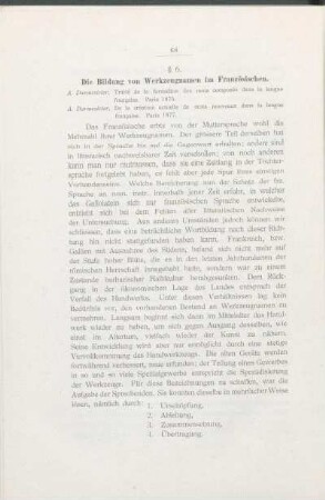 § 6. Die Bildung von Werkzeugnamen im Französischen.