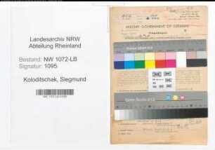 Entnazifizierung Siegmund Koloditschak , geb. 14.03.1911 (Angestellter)