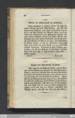 116. Mittel, die Hühnerläuse zu vertreiben.