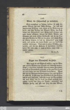 116. Mittel, die Hühnerläuse zu vertreiben.