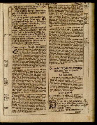 Der ander Theil des Evangelii S. Lucae/ von der Apostel Geschicht.