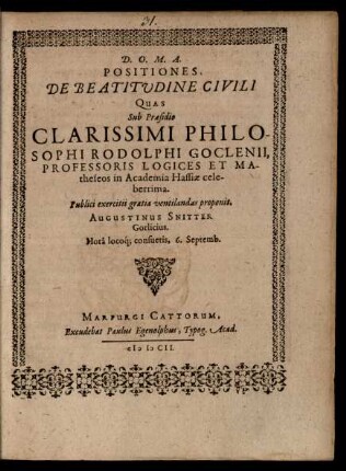Positiones De Beatitudine Civili