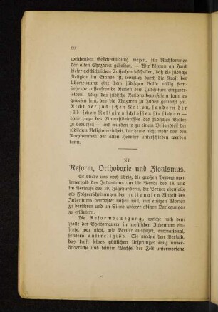 XI. Reform, Orthodoxie und Zionismus.