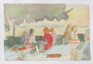 Menschen auf Sommerterrasse