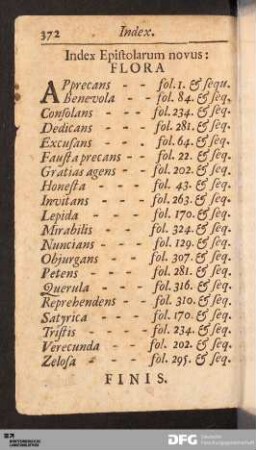 Index Epistolarum novus.