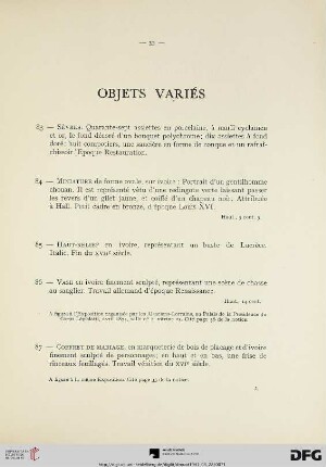 Objets variés (Nr. 83-94) avec planche XIX