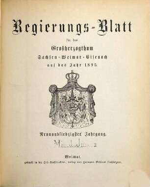 Regierungsblatt für Sachsen-Weimar-Eisenach : auf das Jahr .... 1895 = Jg. 79